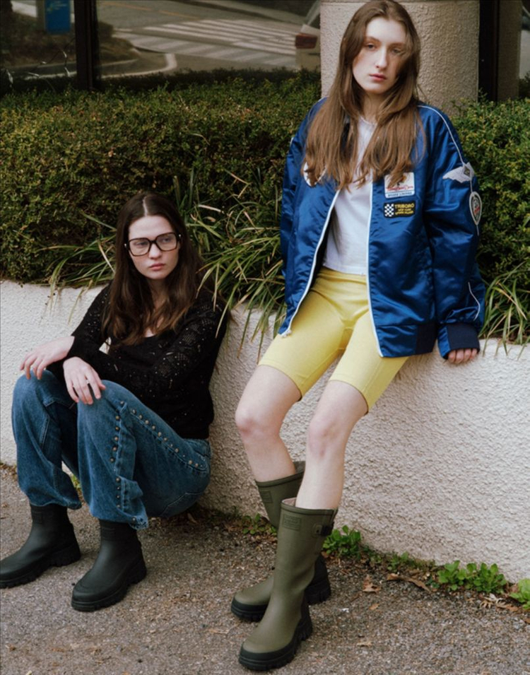 새상품)택포)락피쉬웨더웨어 플렛폼 레인부츠 롱/카키/2 이미지