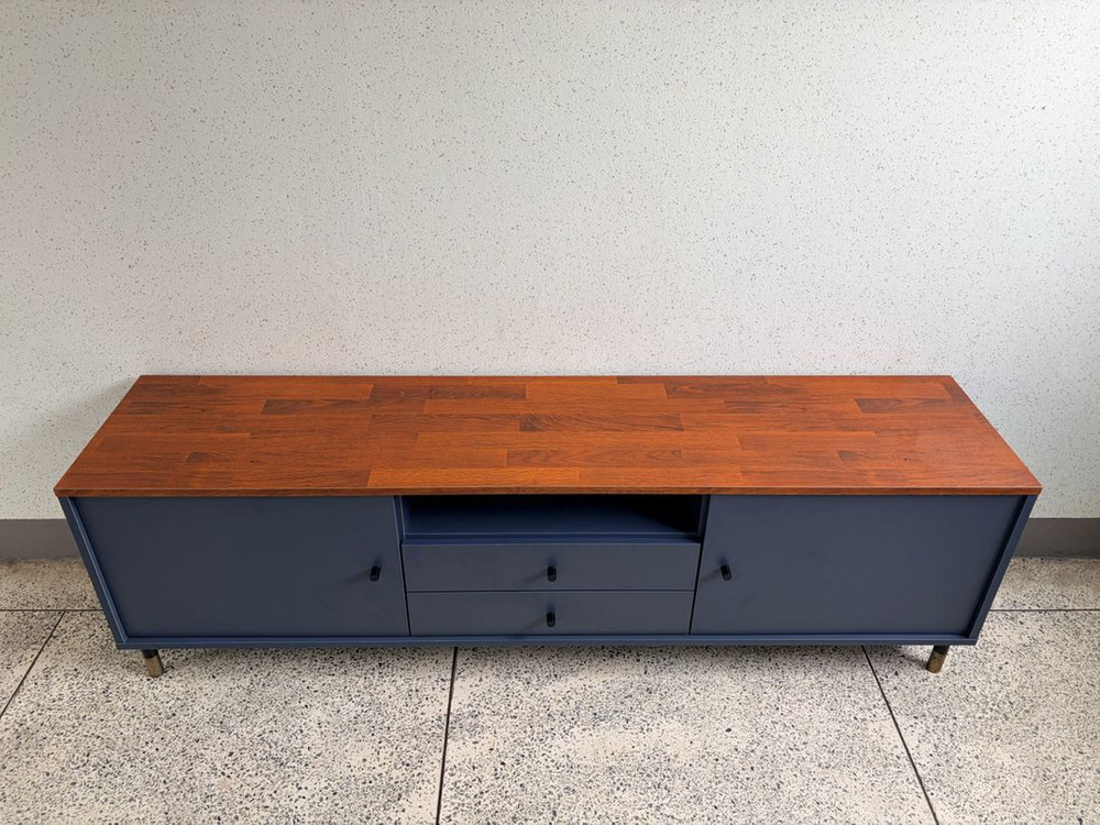 인창포엠가구 거실장 다크네이비&브라운 1800 상태최상--2