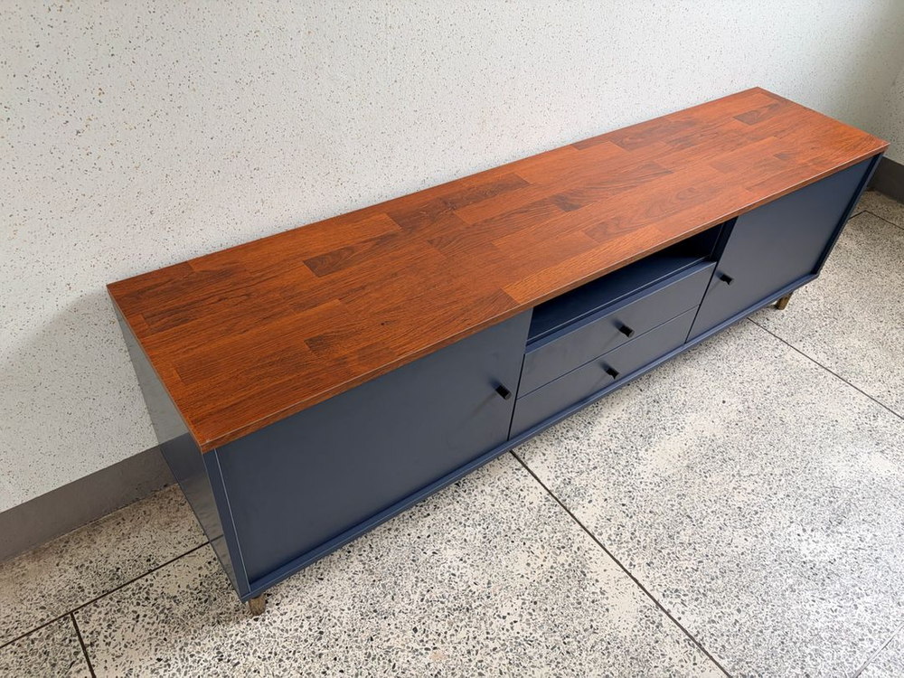 인창포엠가구 거실장 다크네이비&브라운 1800 상태최상--3