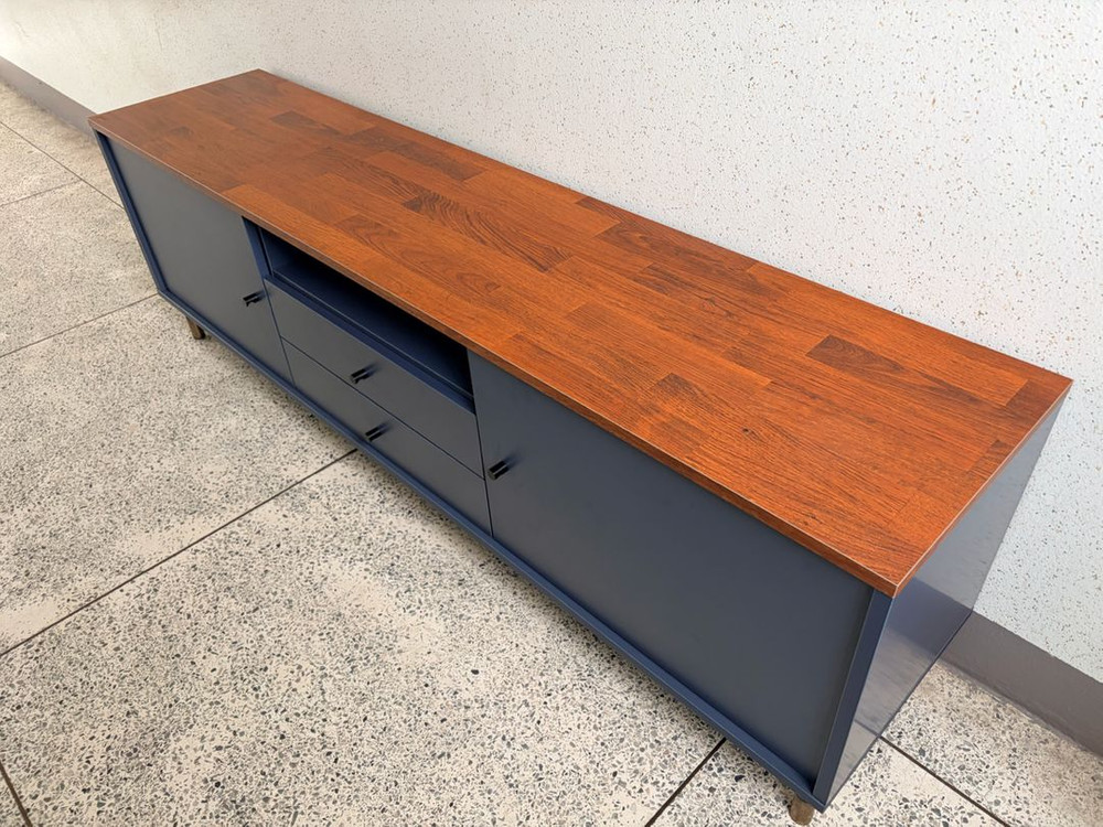 인창포엠가구 거실장 다크네이비&브라운 1800 상태최상--4