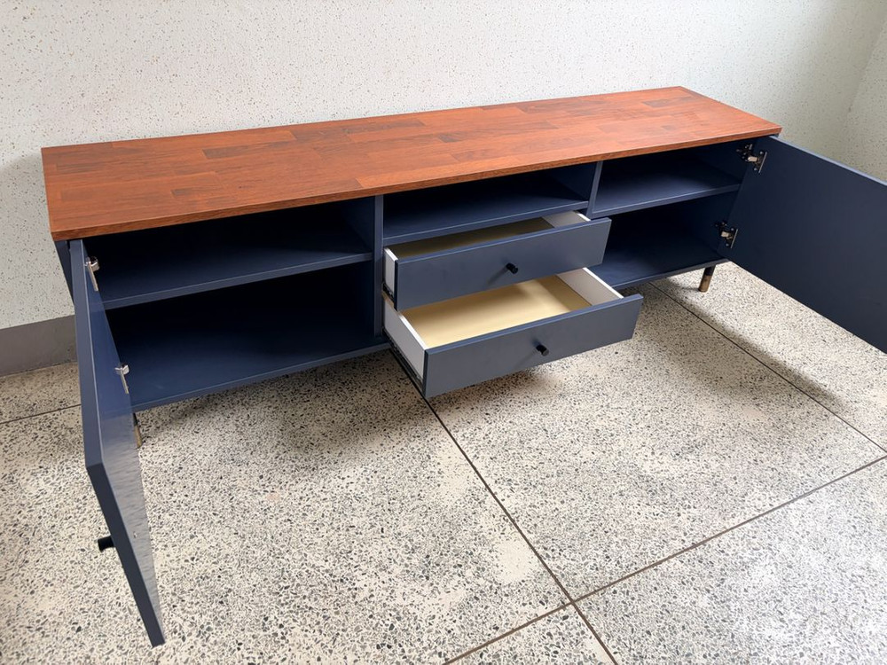 인창포엠가구 거실장 다크네이비&브라운 1800 상태최상--8