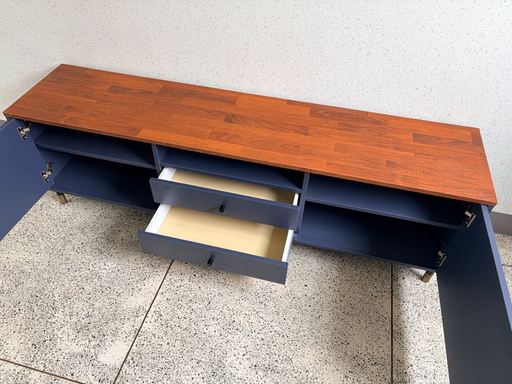 인창포엠가구 거실장 다크네이비&브라운 1800 상태최상--9