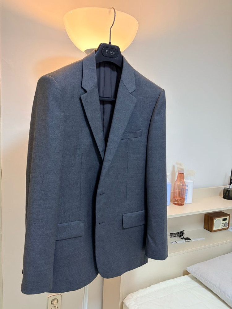 타임옴므 모100% 그레이컬러 자켓 48(100)사이즈 블레이저--7