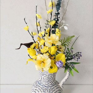 새상품)고급수입도자기 화병 실크조화 프리저브드플라워