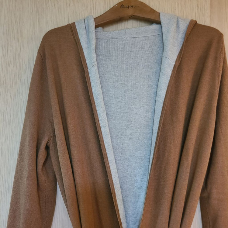 새상품 카멜색 울 롱가디건 55~66--7
