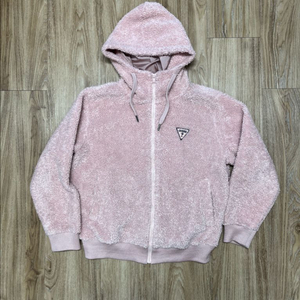 게스 핑크 후리스 후드집업