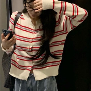 줄무늬 스트라이프 가디건