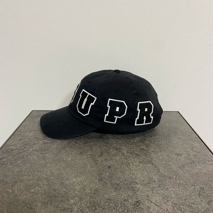 (OS) 슈프림 6패널 볼캡 모자 로고 워시드 블랙--2