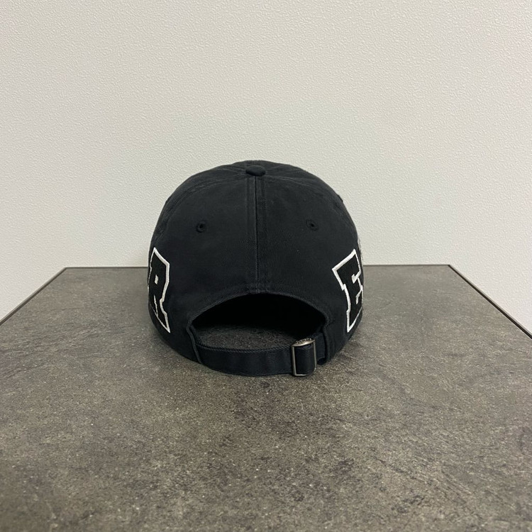 (OS) 슈프림 6패널 볼캡 모자 로고 워시드 블랙--3
