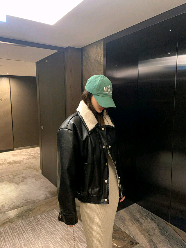 르라미 샐러 무스탕 레더 자켓 jk(블랙)--9