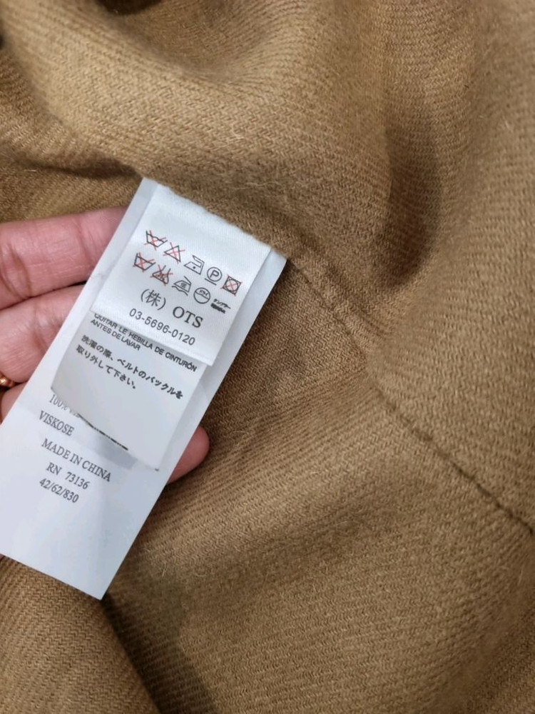 막스마라 스튜디오 폭스퍼 트리밍 케이프 코트 / 카멜 / 울·캐시미어 /--5