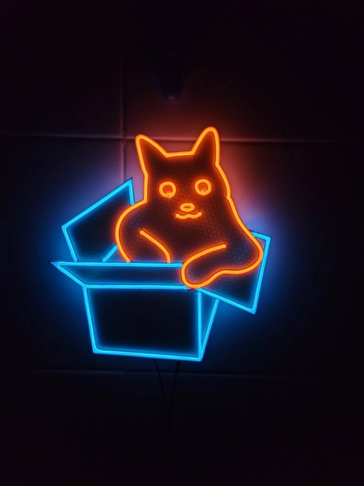 네온사인 고양이 상자 led 램프 조명 이미지
