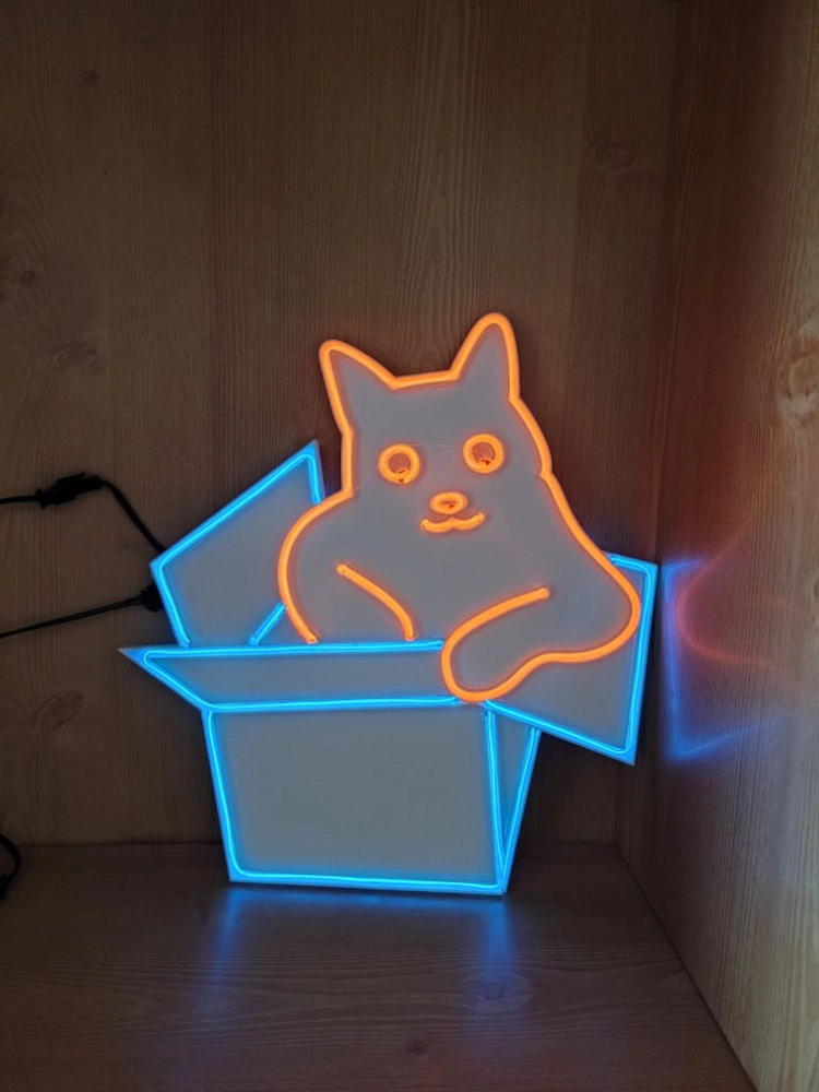 네온사인 고양이 상자 led 램프 조명 이미지