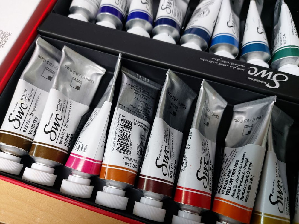 신한 최고급 전문가용 수채화물감 24색 (사용후 보관중)--4