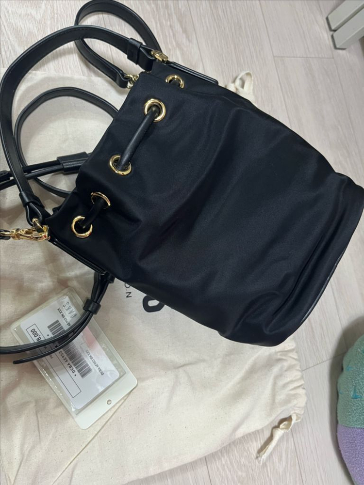 DAKS 닥스 블랙 테디베어 자수 버킷백--2