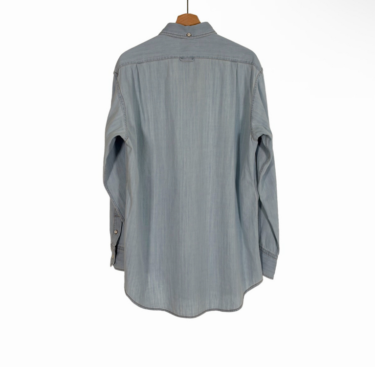 [38] 미우미우 24ss 샴브레이 자수 로고 데님 셔츠 라이트 블루--2