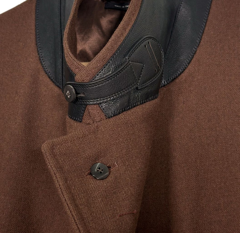 [48] Tomford 톰포드 남성 레더 울 캐시미어 싱글 롱코트 브라운 이미지