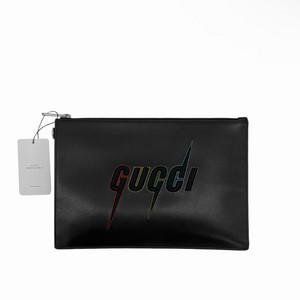 [OS] 구찌 님성 블레이드 자수 로고 클러치 백 파우치 블랙