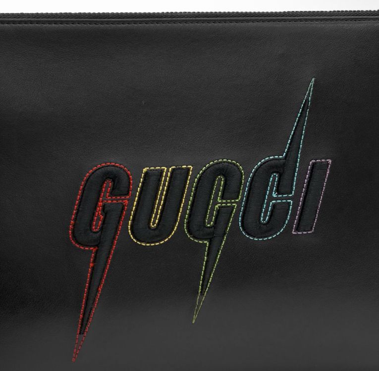 [OS] 구찌 님성 블레이드 자수 로고 클러치 백 파우치 블랙--2