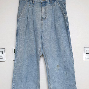 One Flit 남성 연청 와이드 데님 청바지 L
