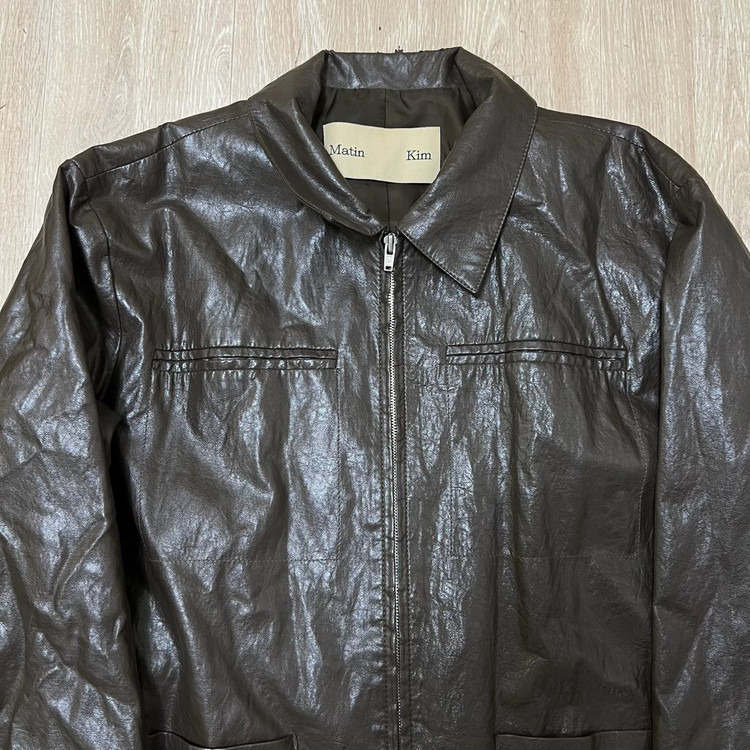 마뗑킴 남성 미니멀 라이더 가죽자켓 L/100--1