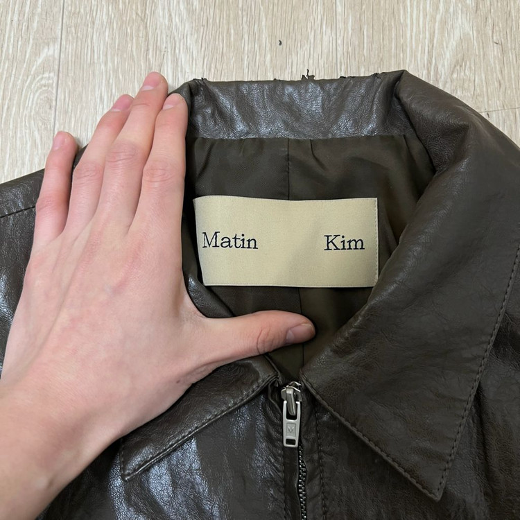마뗑킴 남성 미니멀 라이더 가죽자켓 L/100--3