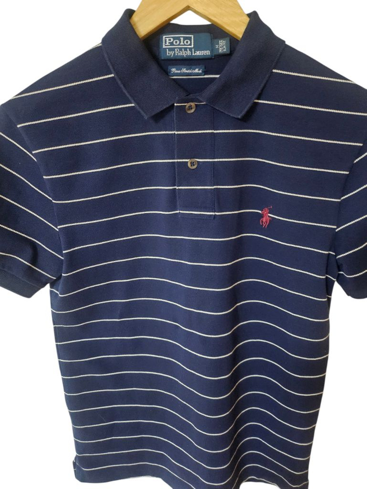 네이비 스트라이프 폴로 반팔 카라티 슬림핏 M사이즈--2