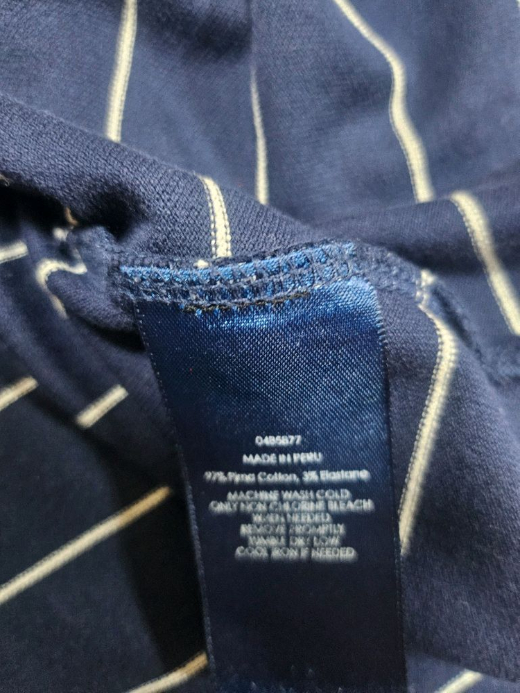 네이비 스트라이프 폴로 반팔 카라티 슬림핏 M사이즈--4