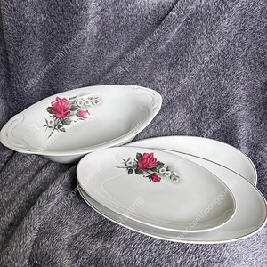 빈티지 행남사 행남자기 살구꽃 그라탕기 그릇 접시 세트