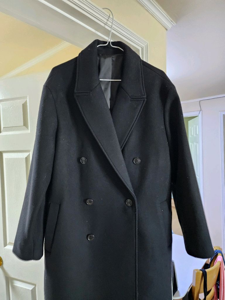 쿠어 MTR 오버핏 더블 롱 코트 블랙 1회 실착 팝니다 이미지