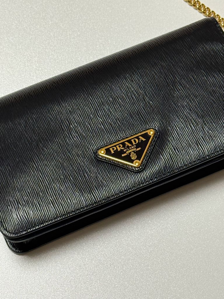 프라다 삼각 로고 비텔로 무브 체인 월렛 크로스백 BLACK 정품 (이탈리아 구매)--2