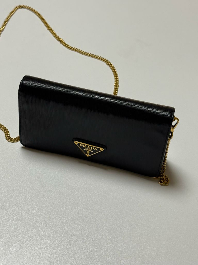 프라다 삼각 로고 비텔로 무브 체인 월렛 크로스백 BLACK 정품 (이탈리아 구매)--5