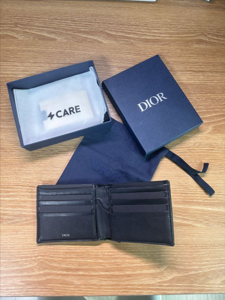 디올 오블리크 자카드 반지갑 블랙 이미지