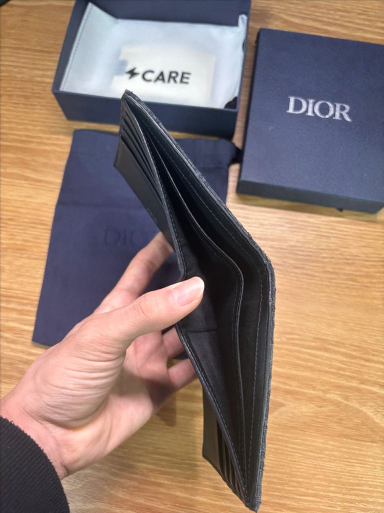 디올 오블리크 자카드 반지갑 블랙 이미지