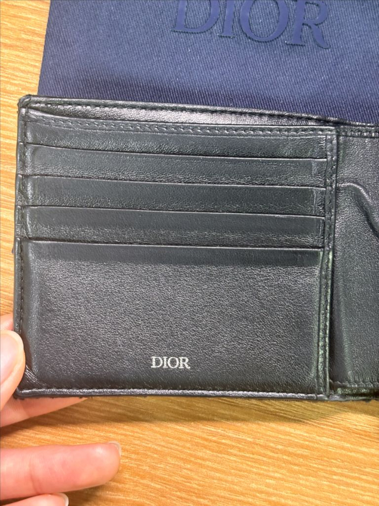 디올 오블리크 자카드 반지갑 블랙 이미지