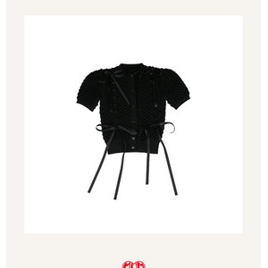 매니모어몽 리본 퍼프 숏 슬리브리스 가디건