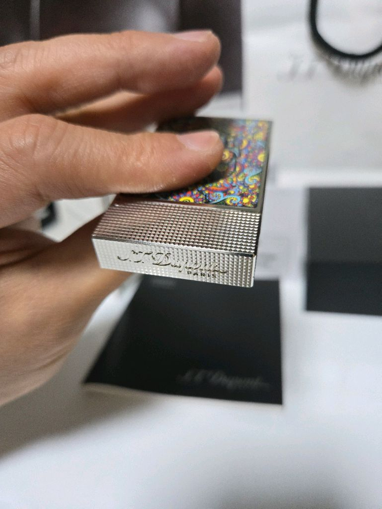 [새상품,한정판] 듀퐁라이터 라인2 신형 ca16393 멕시칸 스컬 시가 컬랙션 팔라듐 백금 쌍불 듀퐁 라이타--5