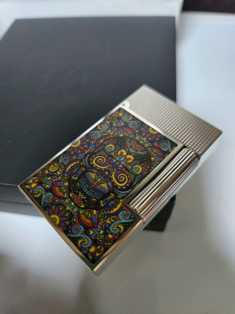 [새상품,한정판] 듀퐁라이터 라인2 신형 ca16393 멕시칸 스컬 시가 컬랙션 팔라듐 백금 쌍불 듀퐁 라이타--7