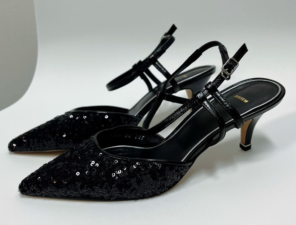 [새상품]한섬 시스템 시퀸힐 슬링백--3