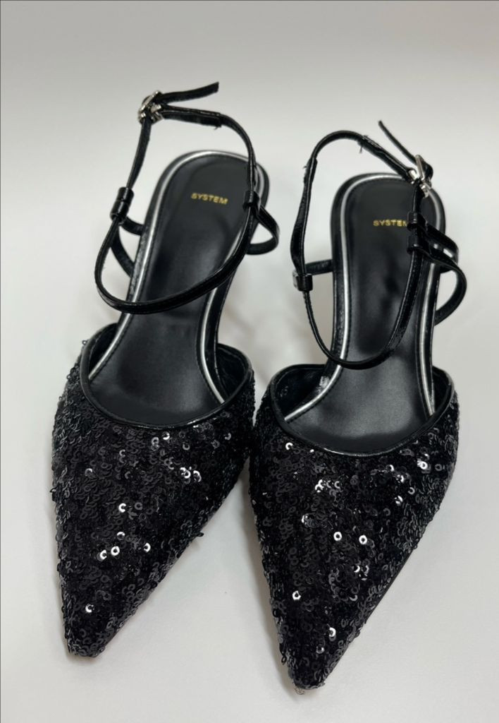 [새상품]한섬 시스템 시퀸힐 슬링백--5