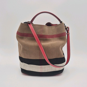 [중고명품셀렉트]버버리 하우스 체크 캔버스 버킷백