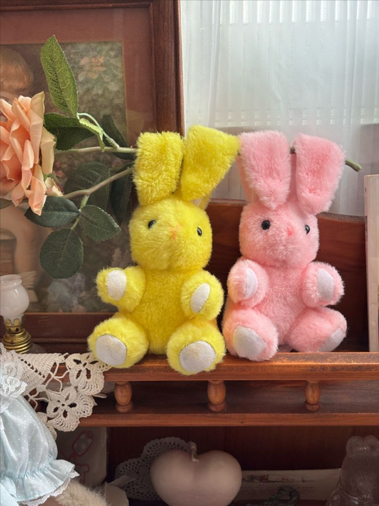 개별가격) 고전빈티지인형 벨크로 토끼인형 노랑/핑크 페어리계인형 모리걸히메갸루 빈티지소품 고전완구--1
