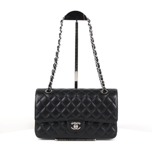 [중고명품다올] 샤넬 클래식 은장 미듐 캐비어 블랙 내장칩 A01112