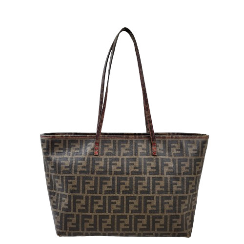 정품 펜디 주카 PVC 타바코브라운 스티치 쇼퍼백--6