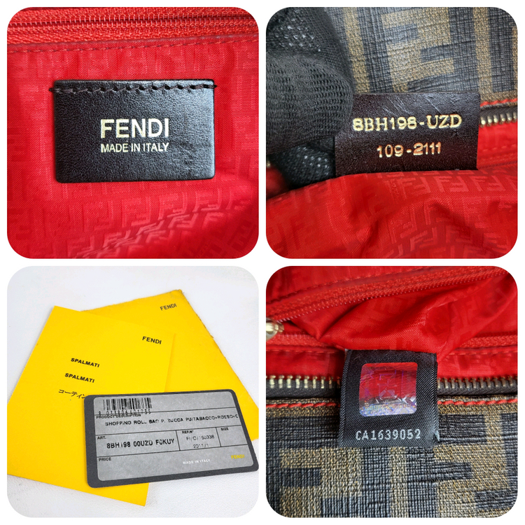 정품 펜디 주카 PVC 타바코브라운 스티치 쇼퍼백--8