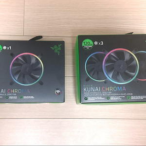 (미개봉 새제품) RAZER 쿠나이 크로마 120mm 팬 3팩+1팩 팬 4개 일괄