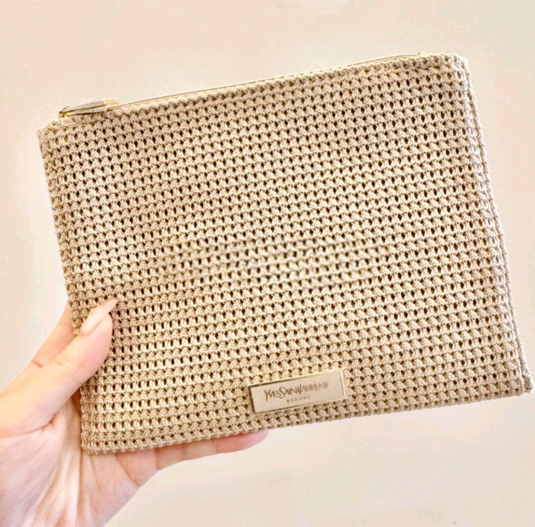 입생로랑 뷰티 정품 플랫 파우치 베이지/블랙 택1--2