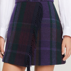 (새상품) SANDRO 산드로 프린지 타탄 울 스커트 27