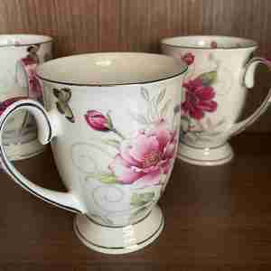 총6개 본차이나 Aileens Garden 꽃무늬 머그컵 3세트