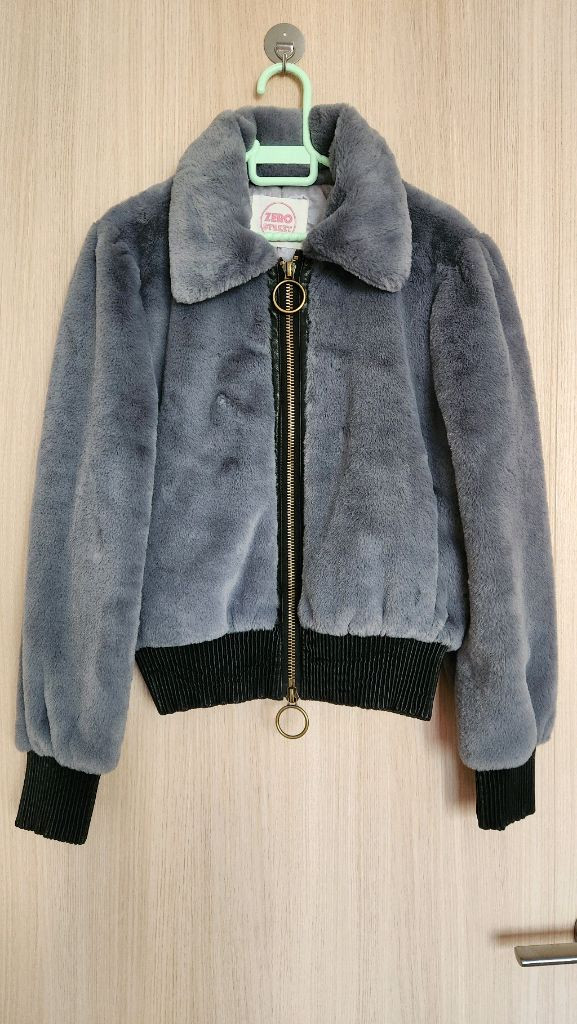 여자 회색털잠바 털자켓S--1